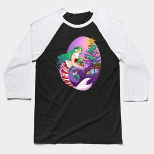 Mermaid Christmas Baseball T-Shirt